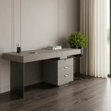 71" Gray Wood and Stainless Steel Computer Desk With Five Drawers - Homeroots - Flyclothing LLC