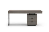 71" Gray Wood and Stainless Steel Computer Desk With Five Drawers - Homeroots - Flyclothing LLC