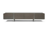 95" Ash Gray And Nickel Wood And Stainless Steel Enclosed Storage TV Stand - Homeroots - Flyclothing LLC