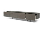 95" Ash Gray And Nickel Wood And Stainless Steel Enclosed Storage TV Stand - Homeroots - Flyclothing LLC