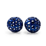 Set of Two Blue Aluminum Hand Painted Decorative Orbs - Homeroots - Flyclothing LLC