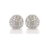 Set of Two White Aluminum Hand Painted Decorative Orbs - Homeroots - Flyclothing LLC