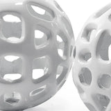 Set of Two White Aluminum Hand Painted Decorative Orbs - Homeroots - Flyclothing LLC