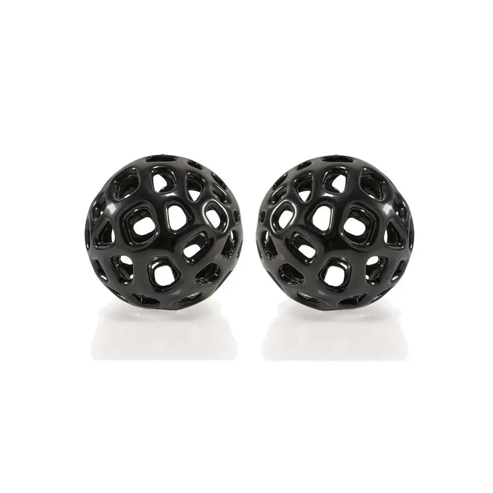 Set of Two Black Aluminum Hand Painted Decorative Orbs - Homeroots - Flyclothing LLC
