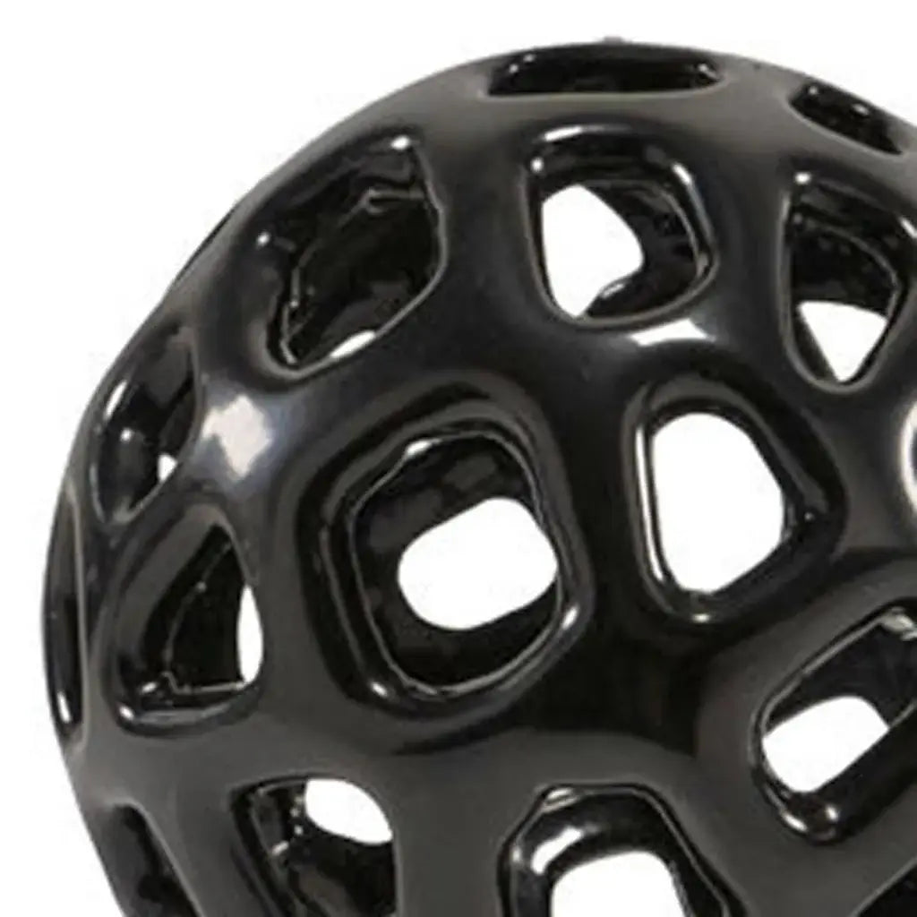 Set of Two Black Aluminum Hand Painted Decorative Orbs - Homeroots - Flyclothing LLC