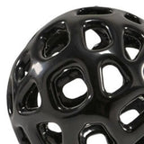 Set of Two Black Aluminum Hand Painted Decorative Orbs - Homeroots - Flyclothing LLC