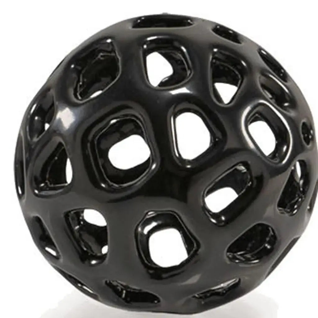 Set of Two Black Aluminum Hand Painted Decorative Orbs - Homeroots - Flyclothing LLC