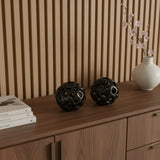 Set of Two Black Aluminum Hand Painted Decorative Orbs - Homeroots - Flyclothing LLC