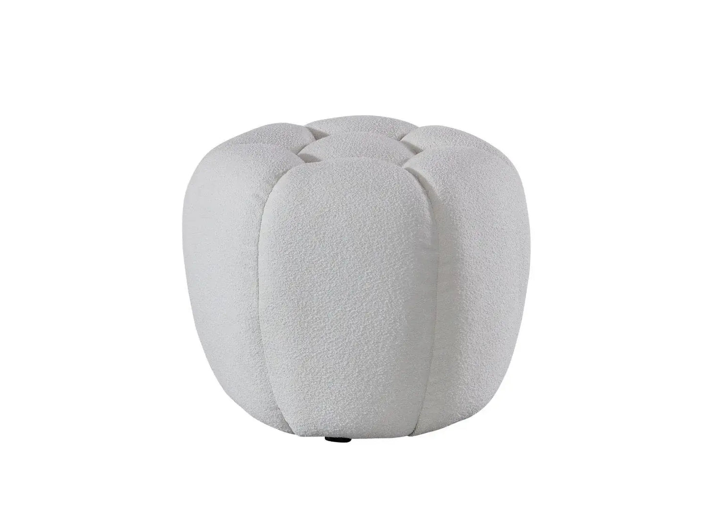 19" White Tufted Boucle Round Ottoman - Homeroots - Flyclothing LLC