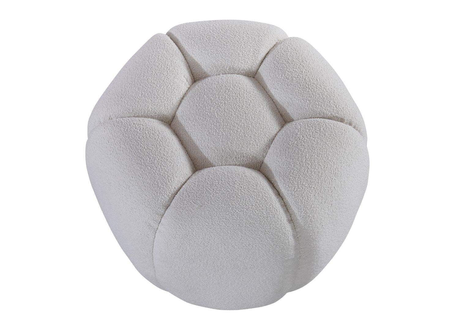 19" White Tufted Boucle Round Ottoman - Homeroots - Flyclothing LLC