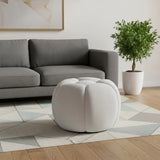 19" White Tufted Boucle Round Ottoman - Homeroots - Flyclothing LLC