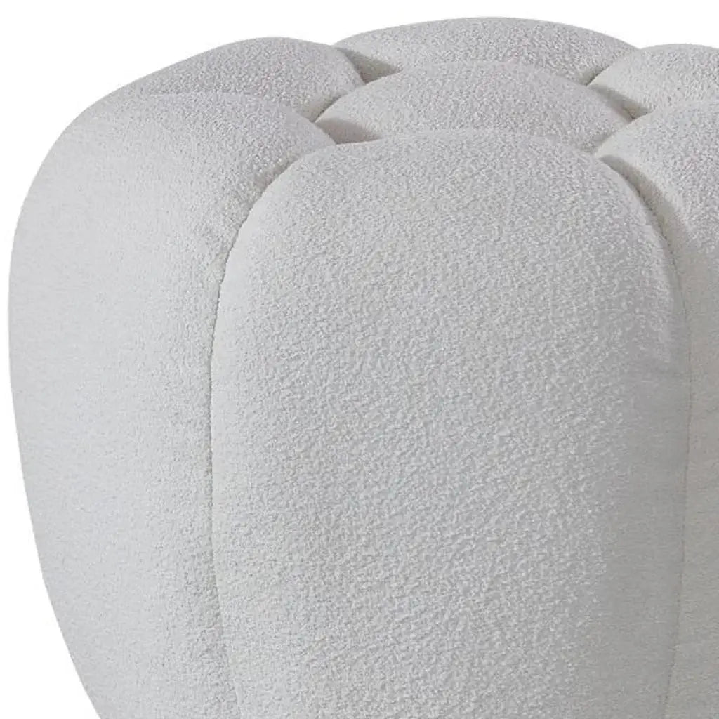 19" White Tufted Boucle Round Ottoman - Homeroots - Flyclothing LLC