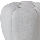 19" White Tufted Boucle Round Ottoman - Homeroots - Flyclothing LLC