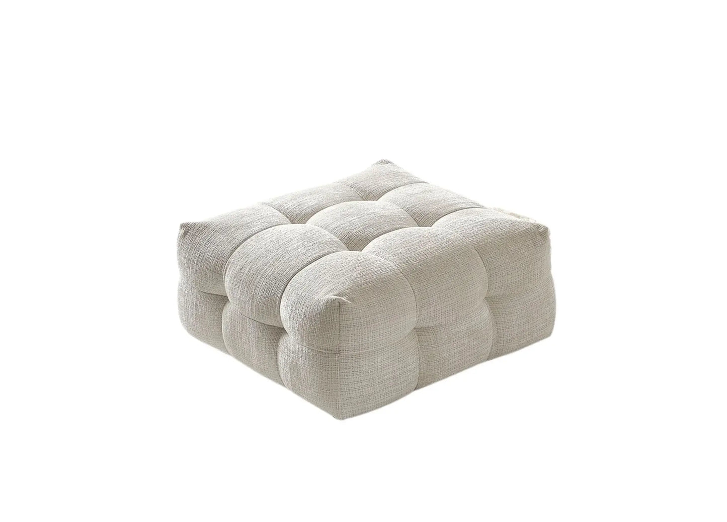 36" Beige and Black Chenille Tufted Pouf Ottoman - Homeroots - Flyclothing LLC