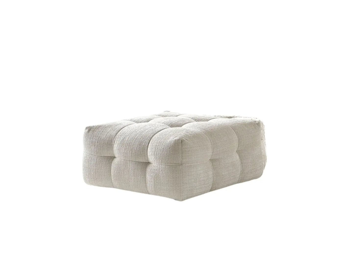 36" Beige and Black Chenille Tufted Pouf Ottoman - Homeroots - Flyclothing LLC