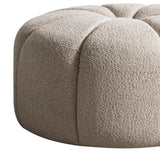 32" Taupe Tufted Boucle Tufted Round Ottoman - Homeroots - Flyclothing LLC