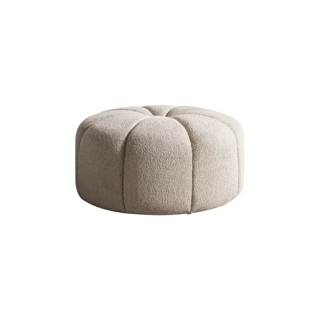 32" Taupe Tufted Boucle Tufted Round Ottoman - Homeroots - Flyclothing LLC