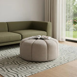32" Taupe Tufted Boucle Tufted Round Ottoman - Homeroots - Flyclothing LLC