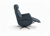 28" Blue Genuine Leather Power Swivel Recliner - Homeroots - Flyclothing LLC