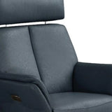 28" Blue Genuine Leather Power Swivel Recliner - Homeroots - Flyclothing LLC