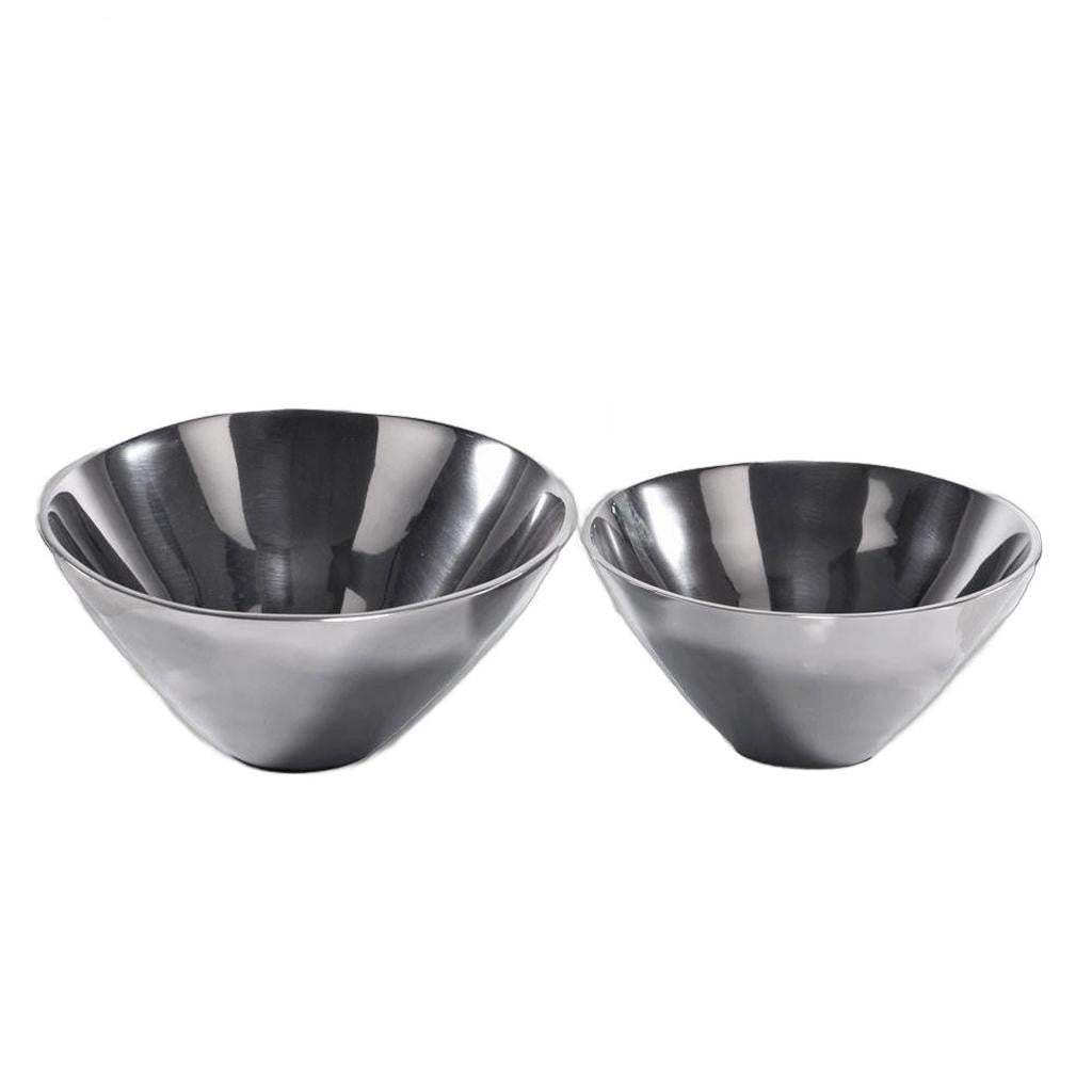 Set of Two Silver Aluminum Round Centerpiece Bowls - HomeRoots - Flyclothing LLC