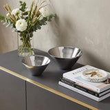 Set of Two Silver Aluminum Round Centerpiece Bowls - HomeRoots - Flyclothing LLC