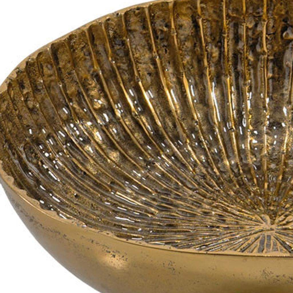 16" Antiqued Gold Aluminum Round Centerpiece Bowl - HomeRoots - Flyclothing LLC