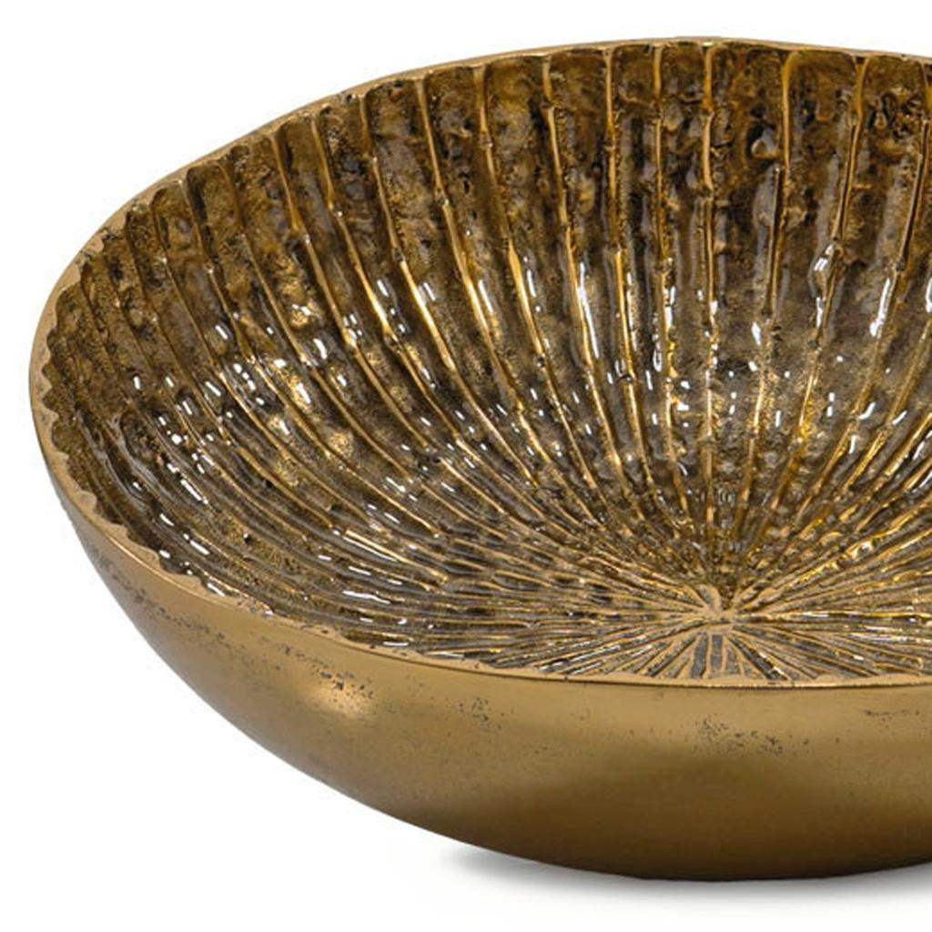 16" Antiqued Gold Aluminum Round Centerpiece Bowl - HomeRoots - Flyclothing LLC