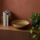 16" Antiqued Gold Aluminum Round Centerpiece Bowl - HomeRoots - Flyclothing LLC