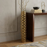 47" Gold Aluminum Pierced Geometric Cylinder Floor Vase - Homeroots - Flyclothing LLC
