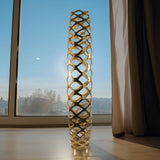 47" Gold Aluminum Pierced Geometric Cylinder Floor Vase - Homeroots - Flyclothing LLC