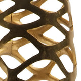 47" Gold Aluminum Pierced Geometric Cylinder Floor Vase - Homeroots - Flyclothing LLC