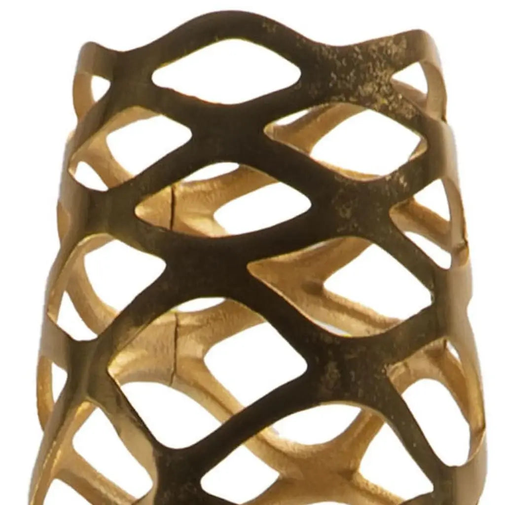 47" Gold Aluminum Pierced Geometric Cylinder Floor Vase - Homeroots - Flyclothing LLC