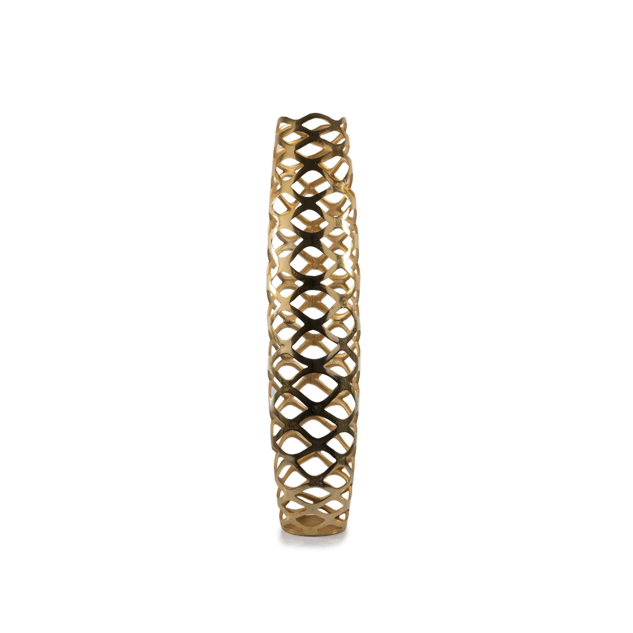 39" Gold Aluminum Pierced Geometric Cylinder Floor Vase - Homeroots - Flyclothing LLC