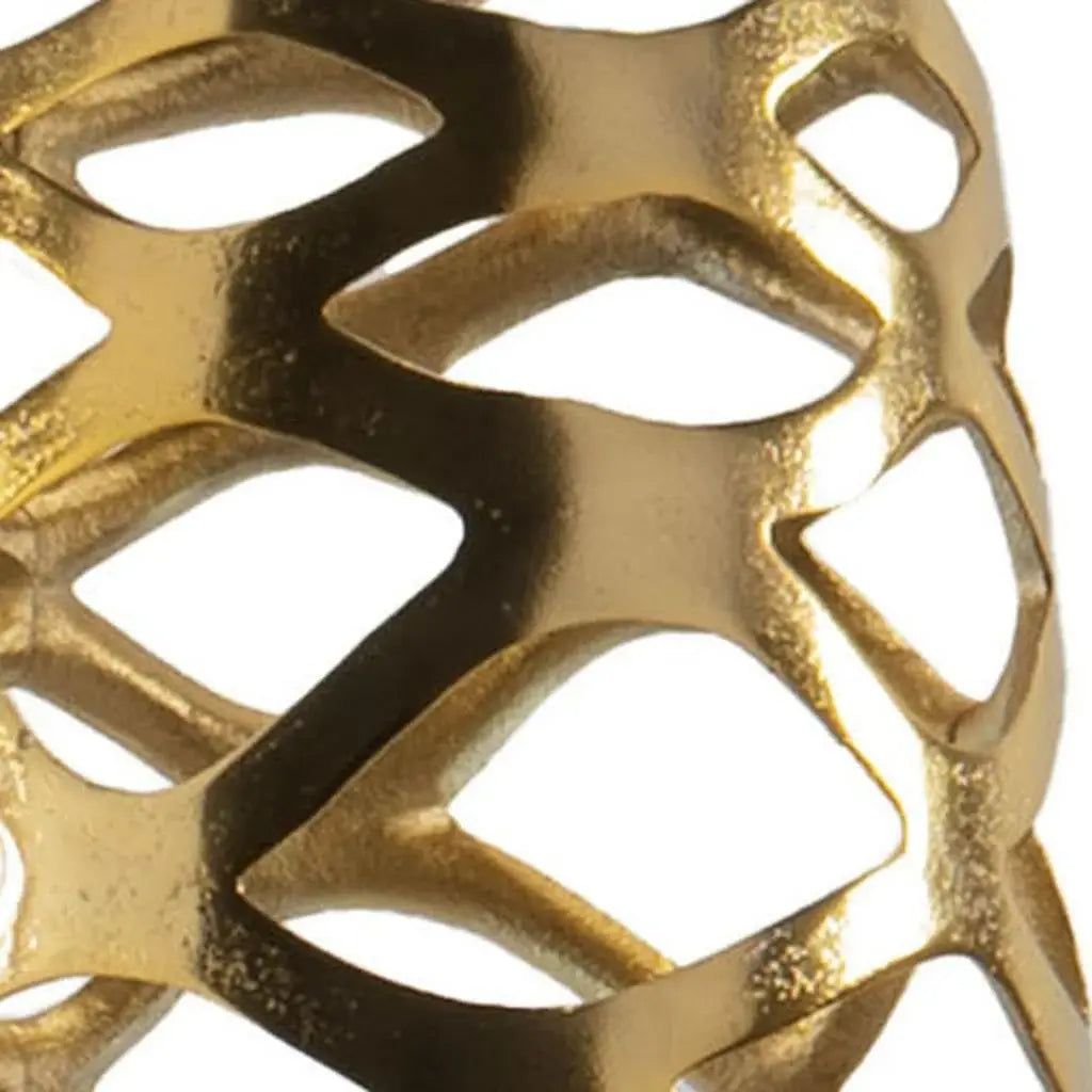 31" Gold Aluminum Pierced Geometric Cylinder Floor Vase - Homeroots - Flyclothing LLC