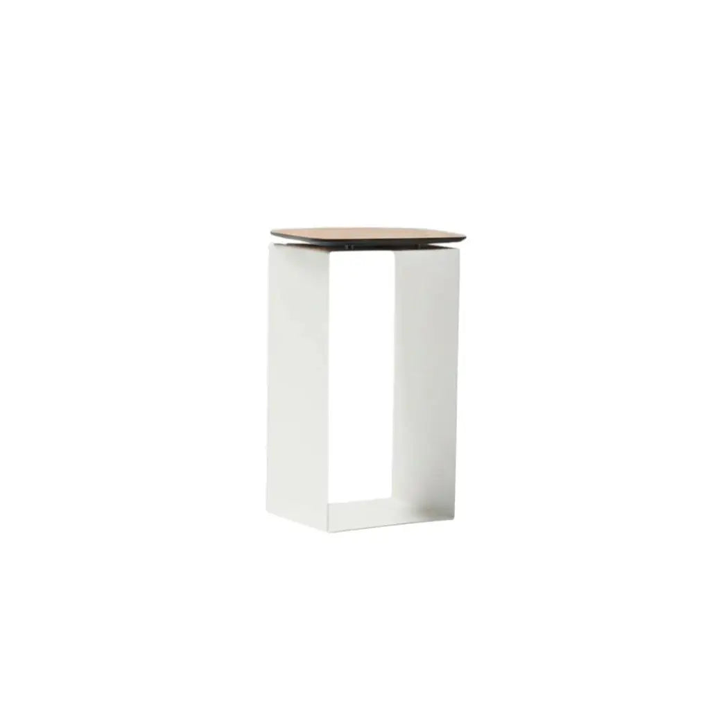 12" White And Brown Aluminum And Heavy Duty Resin Outdoor Side Table - Homeroots - Flyclothing LLC