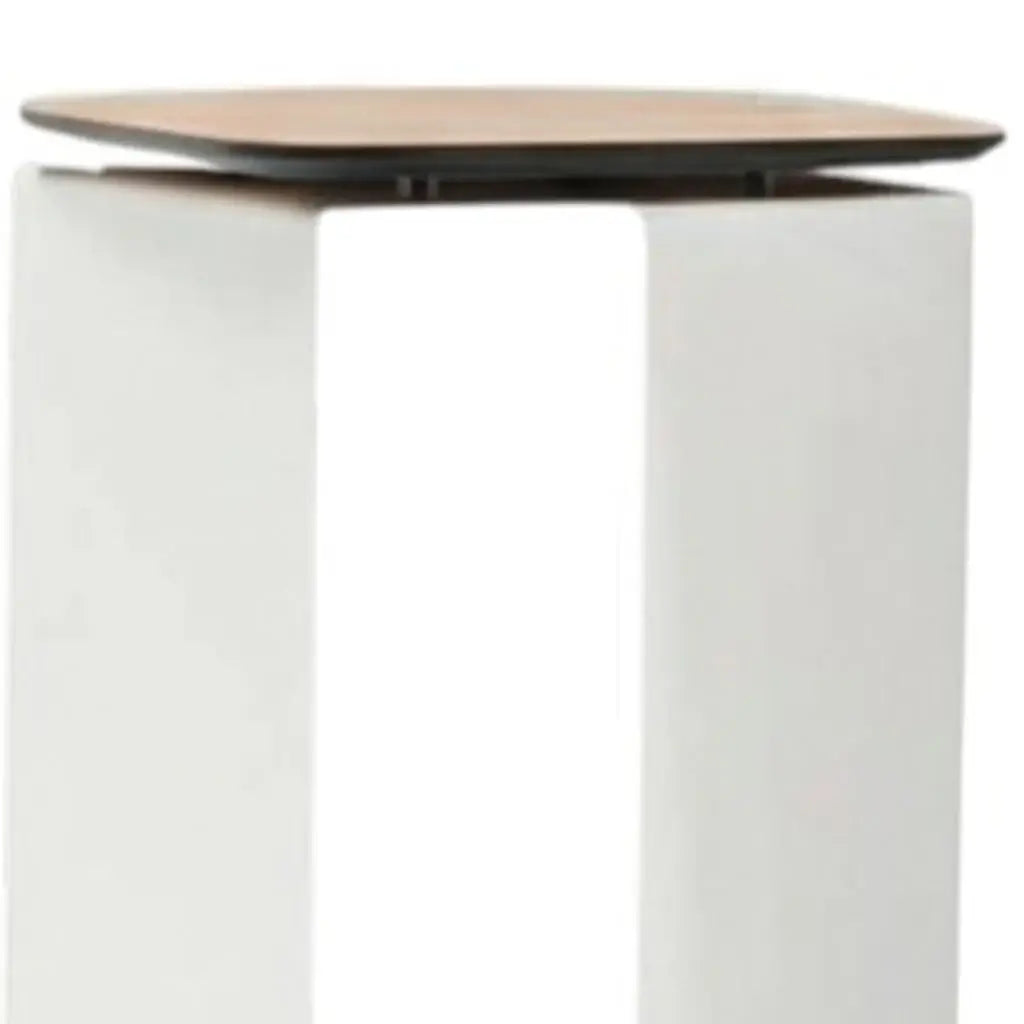 12" White And Brown Aluminum And Heavy Duty Resin Outdoor Side Table - Homeroots - Flyclothing LLC
