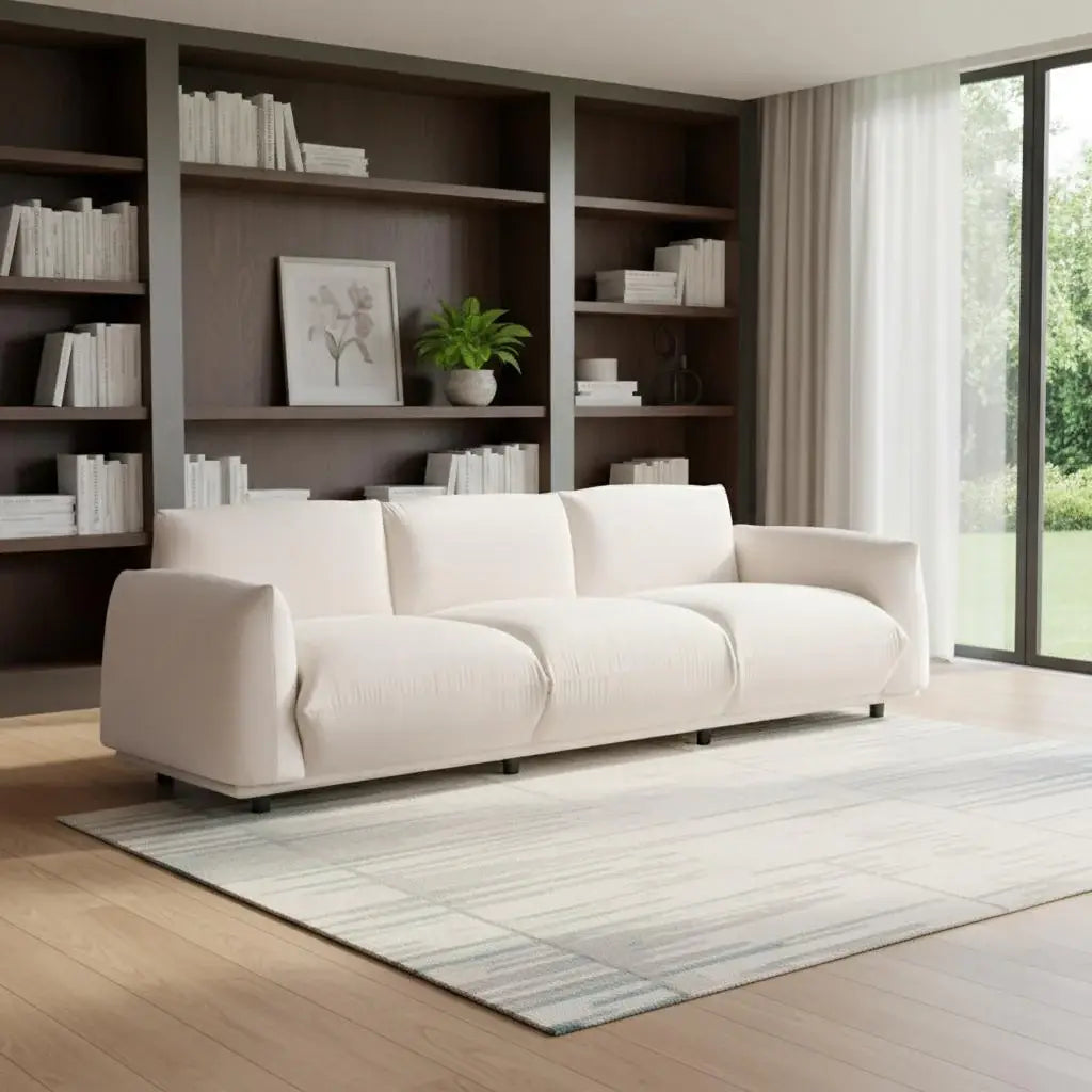 98" White Velvet Sofa - Homeroots - Flyclothing LLC