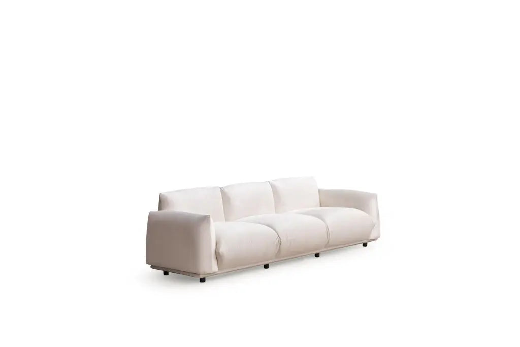 98" White Velvet Sofa - Homeroots - Flyclothing LLC