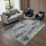 7' X 10' Blue And White Abstract Distressed Area Rug - Homeroots - Flyclothing LLC