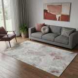 5' X 8' Gray Ivory And Pink Abstract Distressed Area Rug - Homeroots - Flyclothing LLC