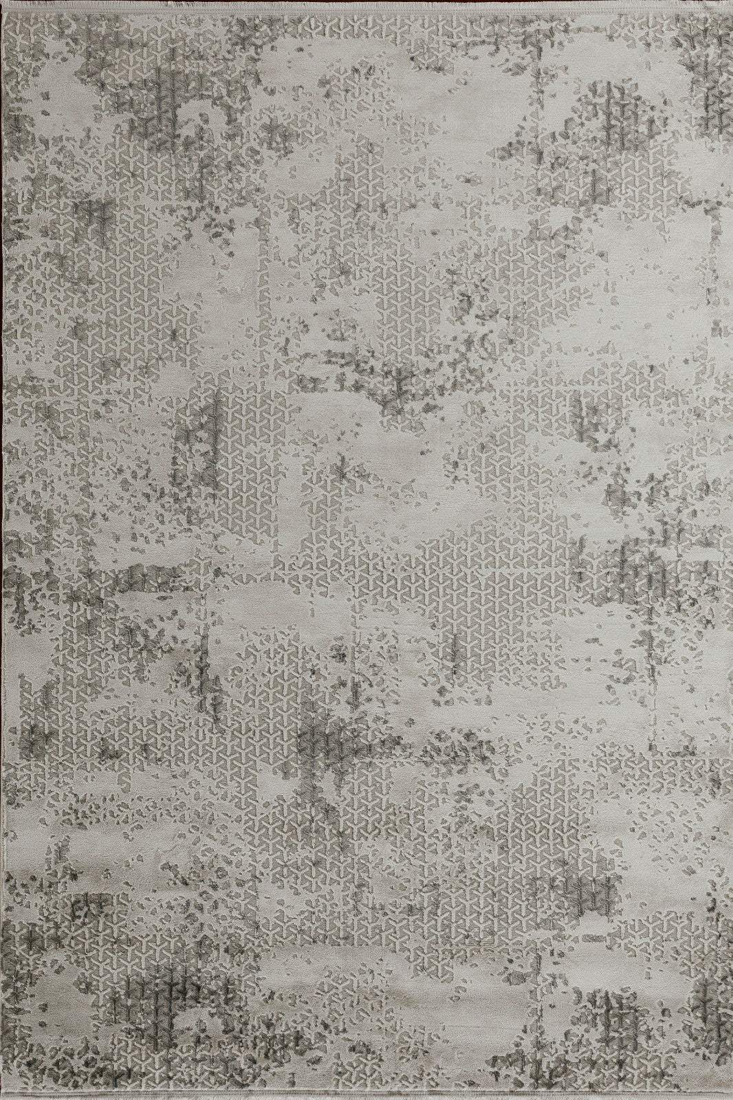 7' X 10' Gray And White Abstract Distressed Area Rug With Fringe - Homeroots - Flyclothing LLC