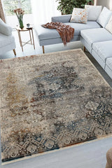 4' X 6' Blue And Orange Medallion Distressed Area Rug With Fringe - Homeroots - Flyclothing LLC