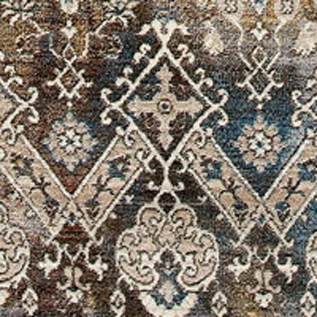 4' X 6' Blue And Orange Medallion Distressed Area Rug With Fringe - Homeroots - Flyclothing LLC