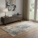 4' X 6' Blue And Orange Medallion Distressed Area Rug With Fringe - Homeroots - Flyclothing LLC