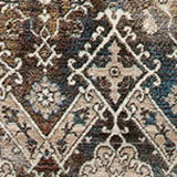 5' X 8' Blue And Orange Medallion Distressed Area Rug With Fringe - Homeroots - Flyclothing LLC