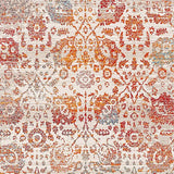 5' X 8' Orange And Red Floral Distressed Area Rug With Fringe - Homeroots - Flyclothing LLC