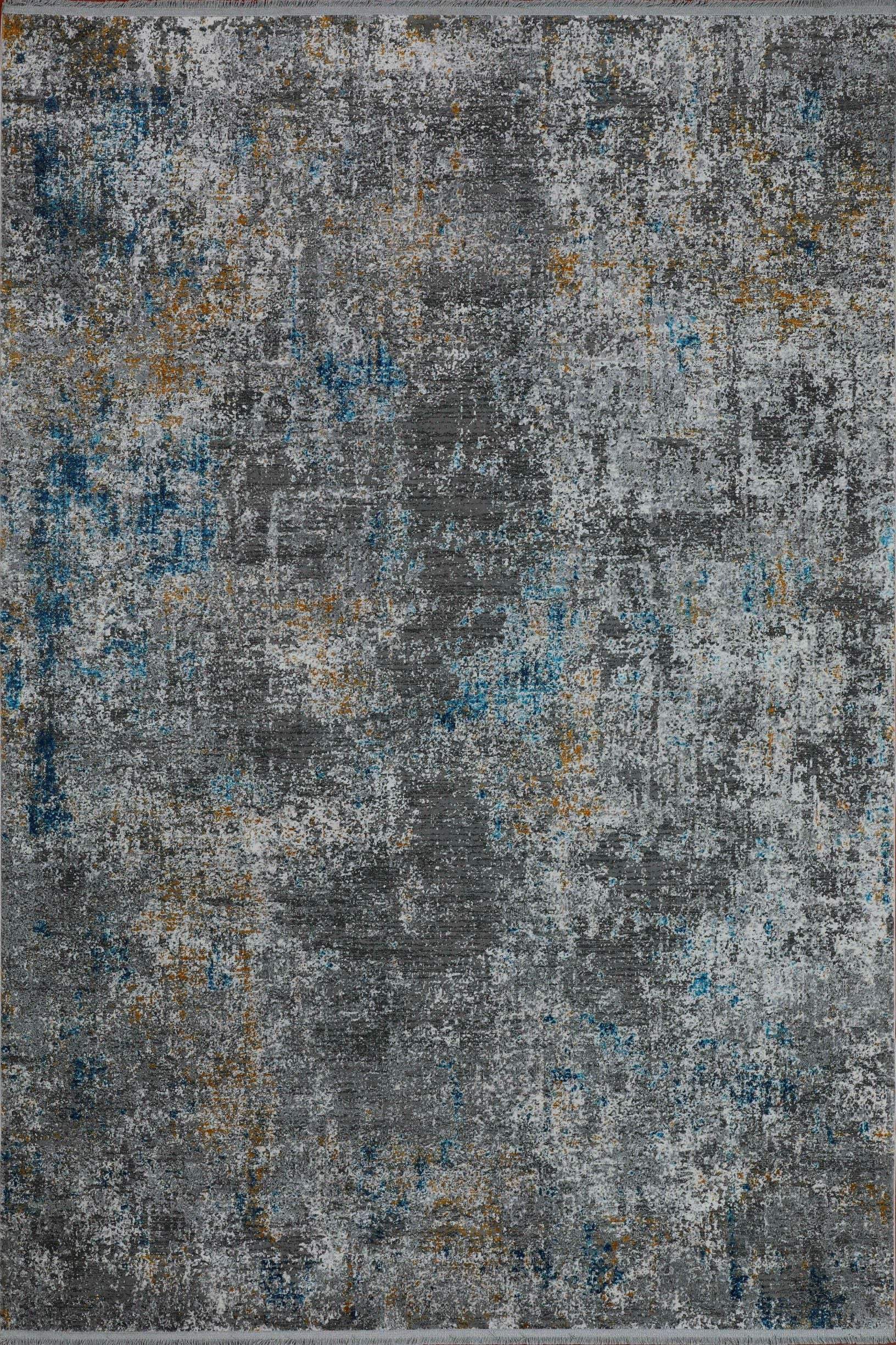 5' X 8' Blue And Gray Abstract Distressed Area Rug With Fringe - Homeroots - Flyclothing LLC
