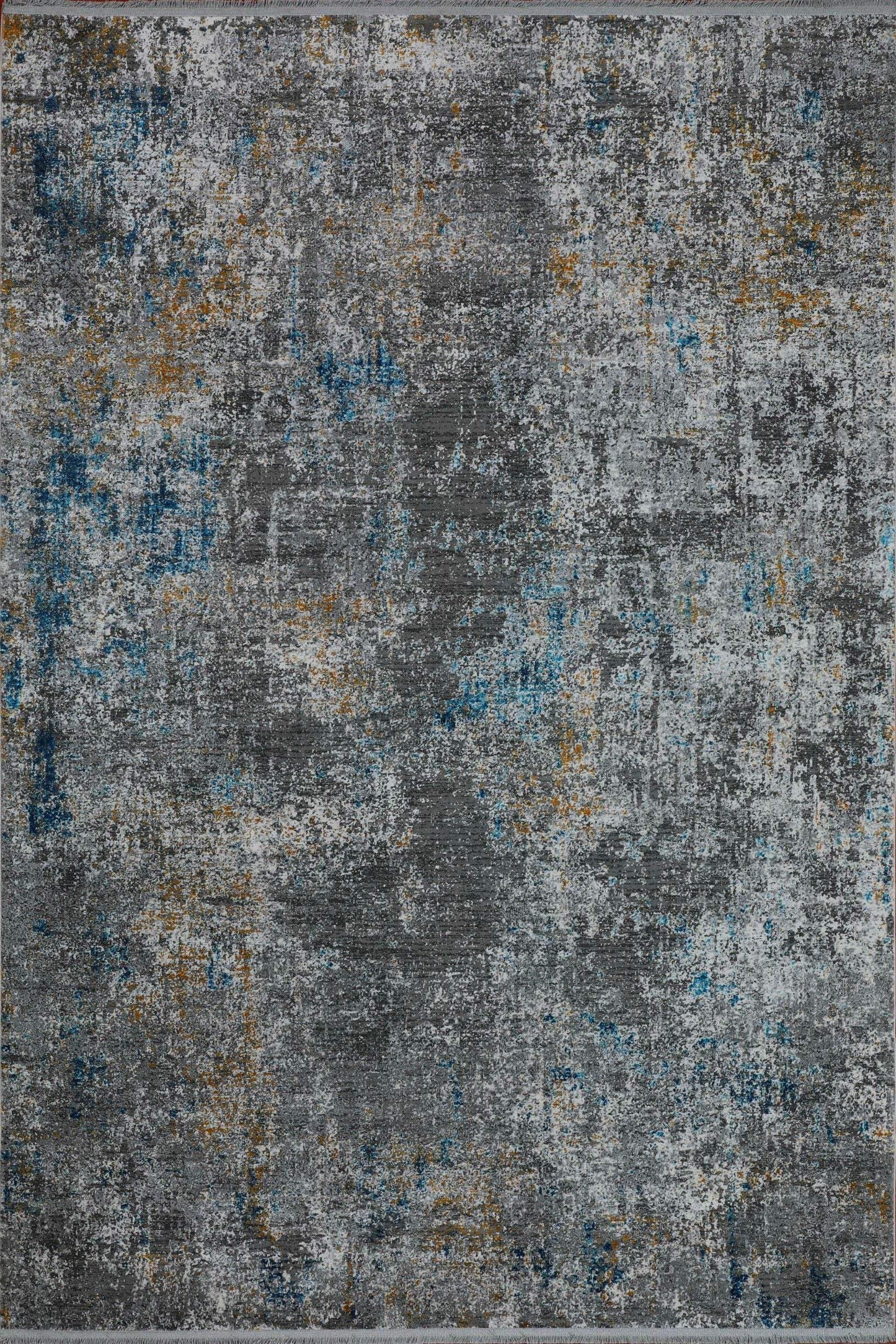 7' X 10' Blue And Gray Abstract Distressed Area Rug With Fringe - Homeroots - Flyclothing LLC