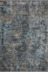 7' X 10' Blue And Gray Abstract Distressed Area Rug With Fringe - Homeroots - Flyclothing LLC